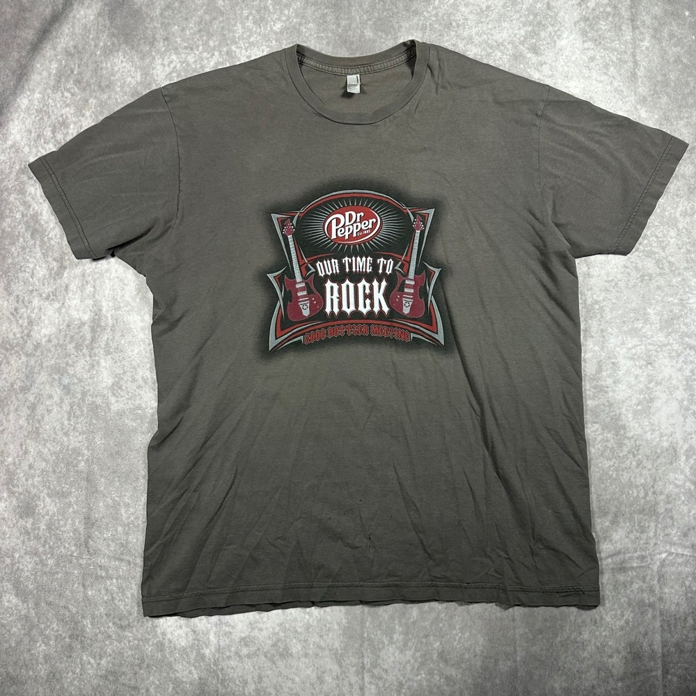 Vintage 2006 Dr Pepper Our Time To Rock T Shirt XL Gray American Apparel Retro